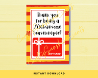 INSTANT DOWNLOAD Thank You For Being A McAwesome Housekeeper Gift Card Holder 5x7