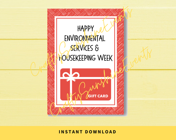 INSTANT DOWNLOAD Happy Environmental Services & Housekeeping Week Gift Card Holder 5x7