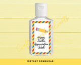 INSTANT DOWNLOAD Happy Teacher Appreciation Week Hand Sanitizer Labels