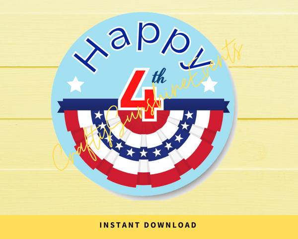 INSTANT DOWNLOAD Happy 4th Round 2" Gift Tags
