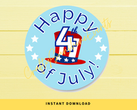 INSTANT DOWNLOAD Happy 4th Of July Round 2" Gift Tags