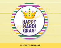 INSTANT DOWNLOAD Happy Mardi Gras Round 2" Gift Tags