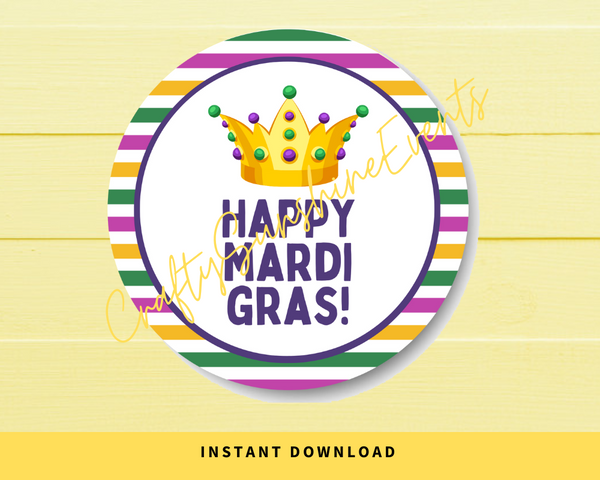 INSTANT DOWNLOAD Happy Mardi Gras Round 2" Gift Tags