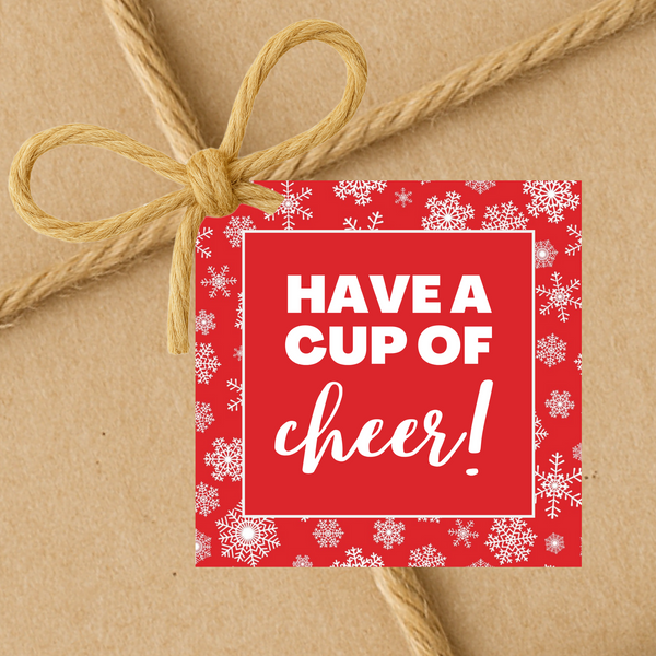 INSTANT DOWNLOAD Have A Cup Of Cheer Square Christmas Gift Tags 2.5x2.5