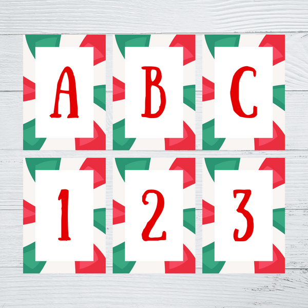 INSTANT DOWNLOAD Green Red Peppermint Swirl Christmas Banner 5x7