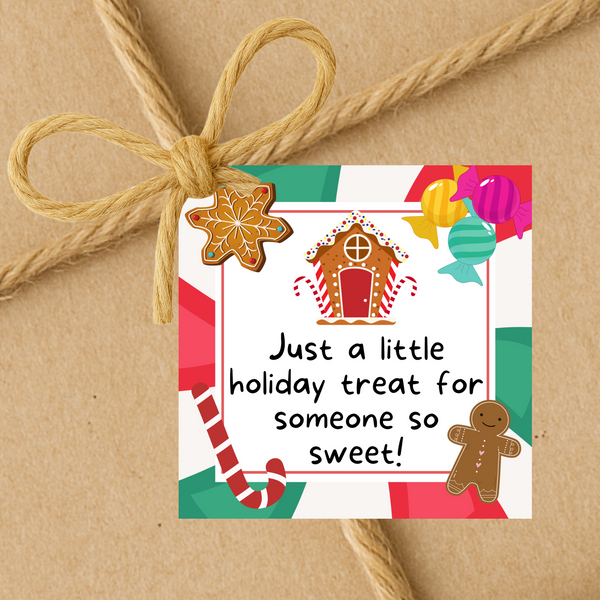 INSTANT DOWNLOAD Just A Little Holiday Treat For Someone So Sweet Square Gift Tags 2.5x2.5