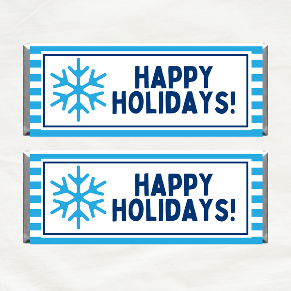 INSTANT DOWNLOAD Snowflake Happy Holidays Chocolate Bar Wrappers