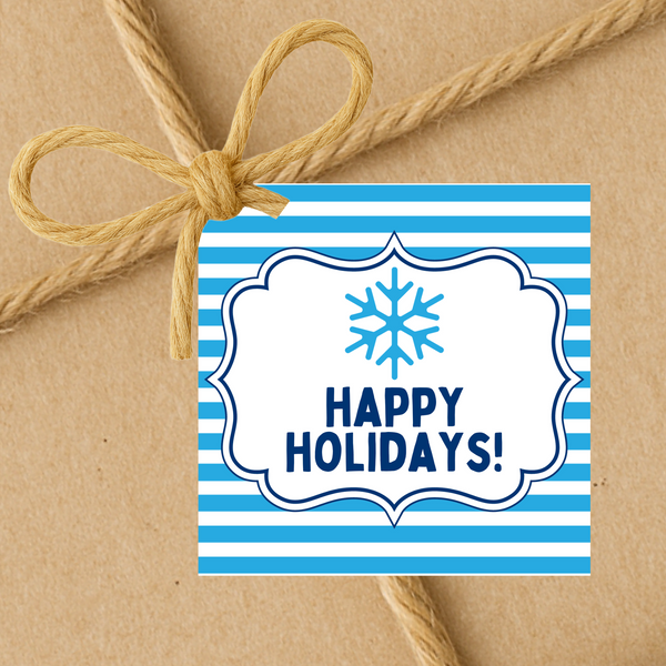 INSTANT DOWNLOAD Snowflake Happy Holidays Square Gift Tags 2.5x2.5