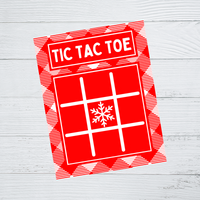 INSTANT DOWNLOAD Plaid Red Snowflake Tic Tac Toe Game Cards