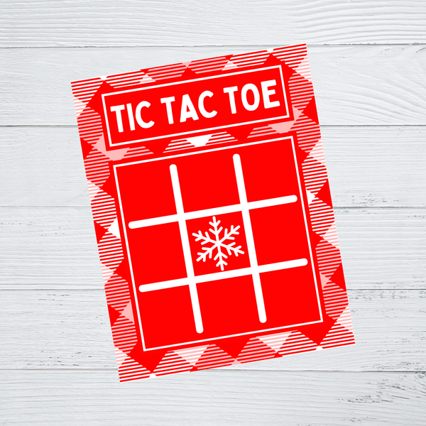 INSTANT DOWNLOAD Plaid Red Snowflake Tic Tac Toe Game Cards