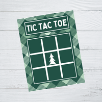 INSTANT DOWNLOAD Plaid Green Christmas Tree Tic Tac Toe Game Cards
