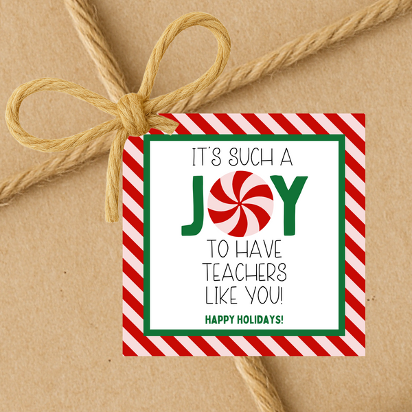 INSTANT DOWNLOAD It's Such A Joy To Have Teachers Like You Happy Holidays Square Gift Tags 2.5x2.5