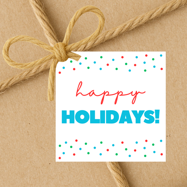 INSTANT DOWNLOAD Happy Holidays Square Gift Tags 2.5x2.5