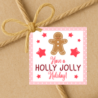 INSTANT DOWNLOAD Have A Holly Jolly Holiday Square Gift Tags 2.5x2.5
