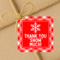 INSTANT DOWNLOAD Plaid Red Snowflake Thank You Snow Much Winter Square Gift Tags 2.5x2.5