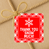 INSTANT DOWNLOAD Plaid Red Snowflake Thank You Snow Much Winter Square Gift Tags 2.5x2.5
