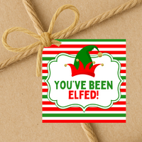 INSTANT DOWNLOAD You've Been Elfed Christmas Square Gift Tags 2.5x2.5