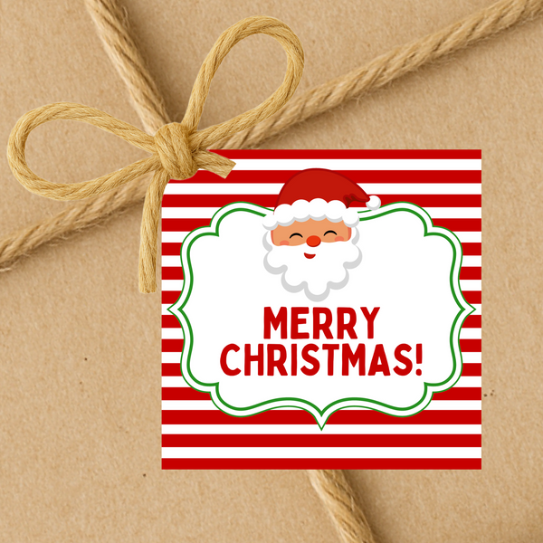 INSTANT DOWNLOAD Santa Merry Christmas Square Gift Tags 2.5x2.5