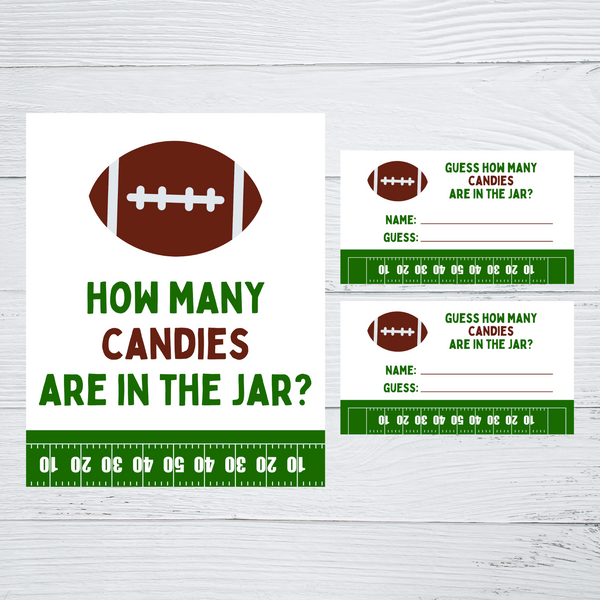 INSTANT DOWNLOAD Football Guess How Many Candies Are In The Jar Guessing Game