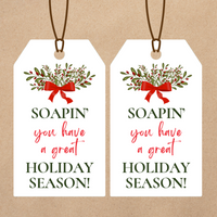 INSTANT DOWNLOAD Soapin You Have A Great Holiday Season Gift Tags 2x3.5