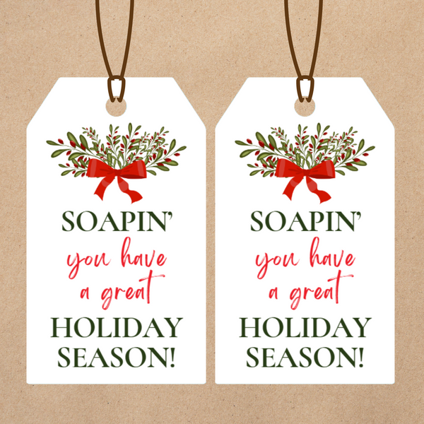 INSTANT DOWNLOAD Soapin You Have A Great Holiday Season Gift Tags 2x3.5