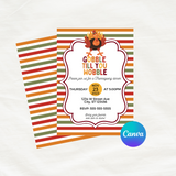 DIGITAL DOWNLOAD ONLY Thanksgiving Gobble Till You Wobble Editable Invitation 5x7