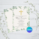 Editable Eucalyptus Baptism Invitation Template | Instant Download | Canva Template | 5x7