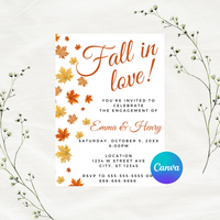 Editable Fall In Love Engagement Invitation | Fall Theme | Instant Download | Canva Template | 5x7
