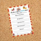INSTANT DOWNLOAD Teachers Week Circus Themed Teacher Questionnaire 5x7