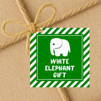 INSTANT DOWNLOAD White Elephant Gift Square Gift Tags 2.5x2.5