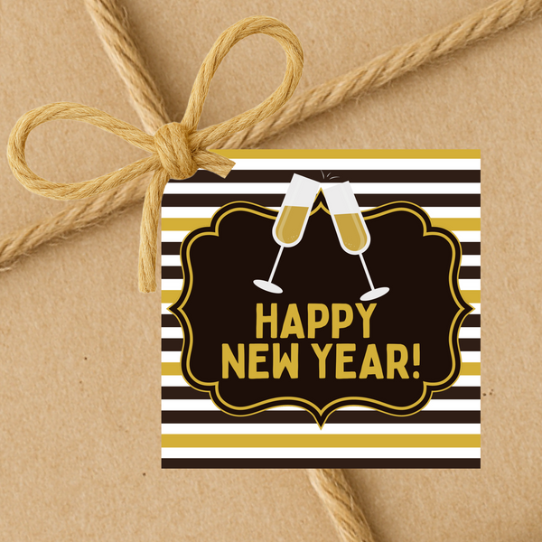 INSTANT DOWNLOAD Happy New Year Square Gift Tags 2.5x2.5