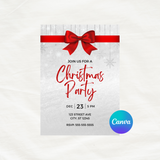 DIGITAL DOWNLOAD ONLY Red Bow Christmas Party Editable Invitation 5x7