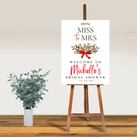Editable Christmas From Miss To Mrs Welcome Sign – Christmas Theme, Instant Download, Canva Template, 18x24, 20x30, 24x36
