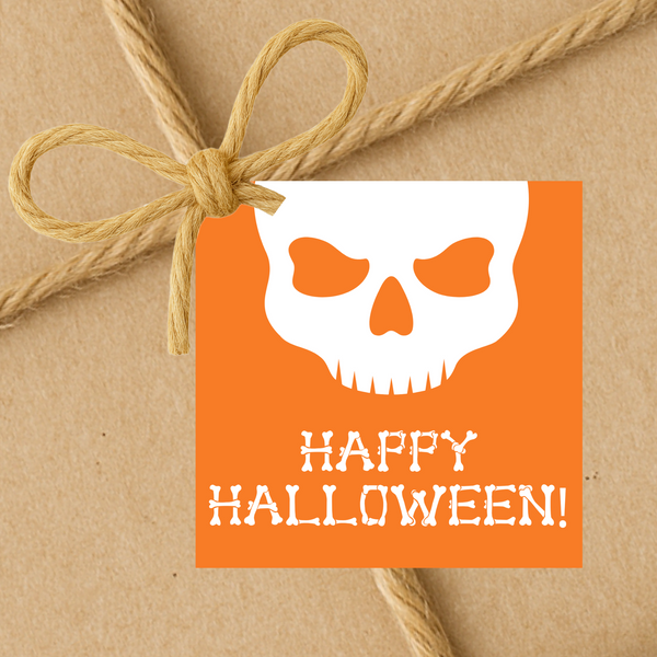 INSTANT DOWNLOAD Skull Happy Halloween Square Gift Tags 2.5x2.5