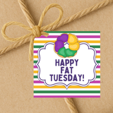 INSTANT DOWNLOAD Mardi Gras Happy Fat Tuesday Square Gift Tags 2.5x2.5