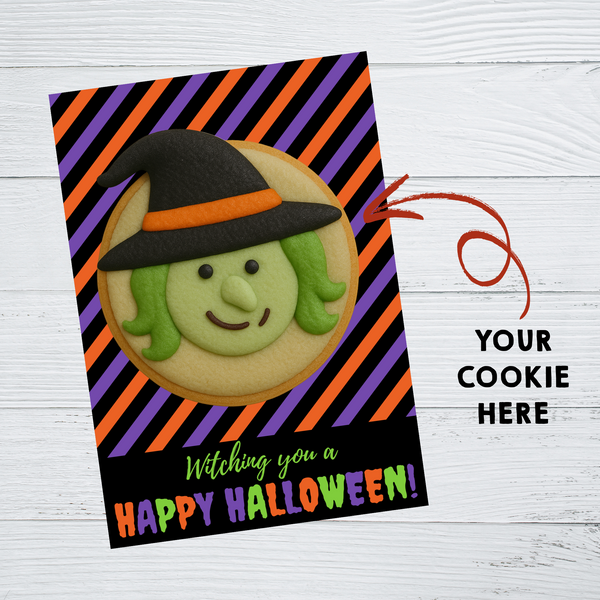 INSTANT DOWNLOAD Witching You A Happy Halloween Cookie Cards 3.5x5
