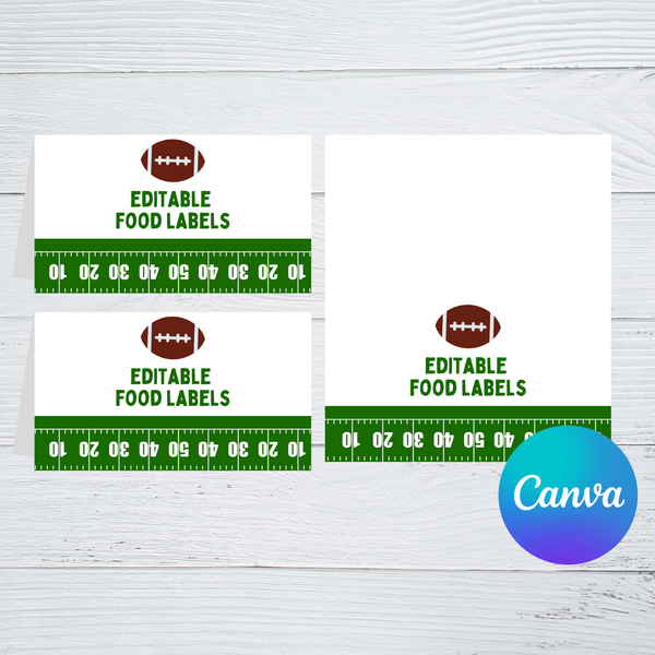 DIGITAL DOWNLOAD ONLY Editable Football Themed Food Label Tents