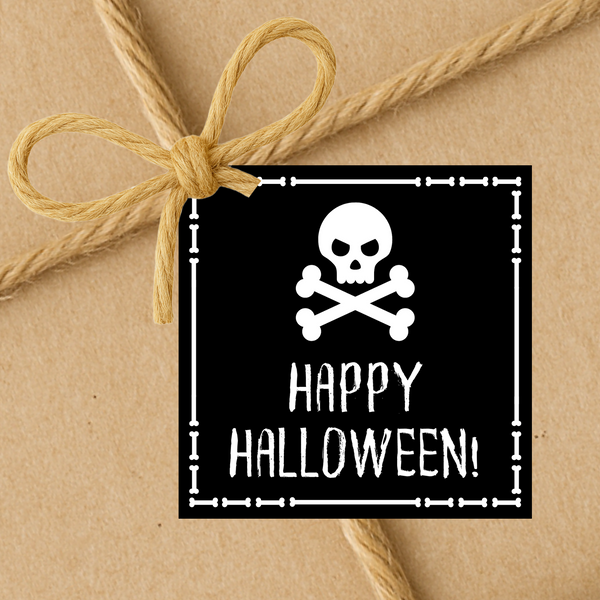 INSTANT DOWNLOAD Skull Happy Halloween Square Gift Tags 2.5x2.5