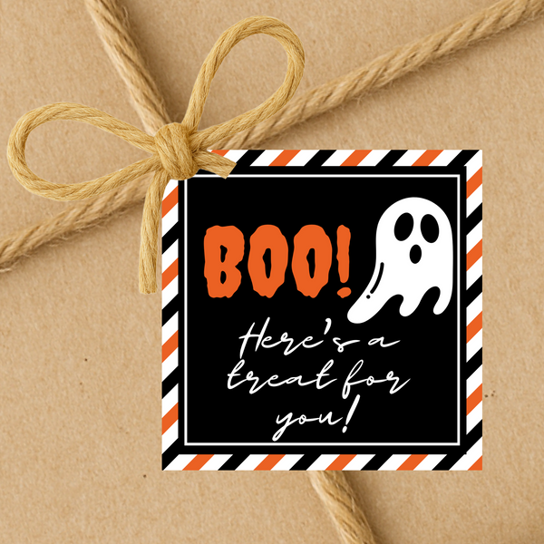 INSTANT DOWNLOAD Boo Here's A Treat For You Ghost Square Gift Tags 2.5x2.5