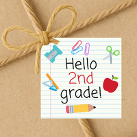 INSTANT DOWNLOAD Hello 2nd Grade Back to School Square Gift Tags 2.5x2.5