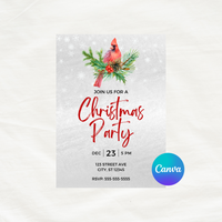 DIGITAL DOWNLOAD ONLY Red Cardinal Christmas Party Editable Invitation 5x7