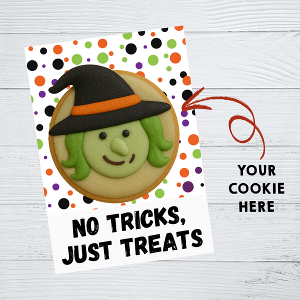 INSTANT DOWNLOAD No Tricks, Just Treats Halloween Cookie Cards 3.5x5