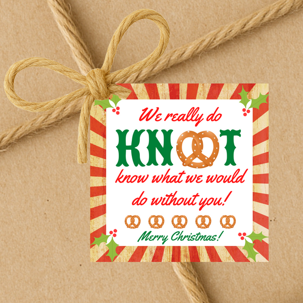 INSTANT DOWNLOAD We Really Do Knot Know What We Would Do Without You Merry Christmas Square Gift Tags 2.5x2.5