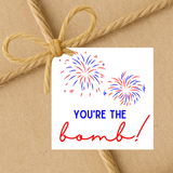 INSTANT DOWNLOAD You're The Bomb Patriotic Square Gift Tags 2.5x2.5