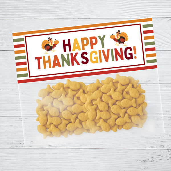 INSTANT DOWNLOAD Happy Thanksgiving Favor Bag Toppers