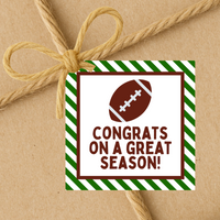 INSTANT DOWNLOAD Football Congrats On A Great Season Square Gift Tags 2.5x2.5