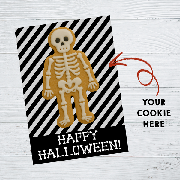INSTANT DOWNLOAD Skeleton Happy Halloween Cookie Cards 3.5x5