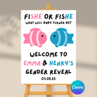 DIGITAL DOWNLOAD ONLY Fish Themed Gender Reveal Party Welcome Sign