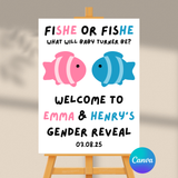 DIGITAL DOWNLOAD ONLY Fish Themed Gender Reveal Party Welcome Sign
