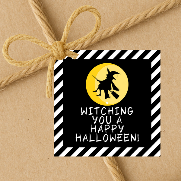 INSTANT DOWNLOAD Witching You A Happy Halloween Square Gift Tags 2.5x2.5
